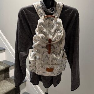 Victoria Secret Silver and White Chevron Backpack